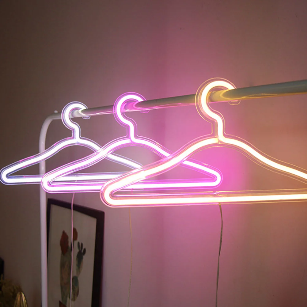 LED Hanger Neon Decorative Wedding Velvet Light up Wall Sign Clothing Hangers Practical Colored Lamp Shaped Christmas