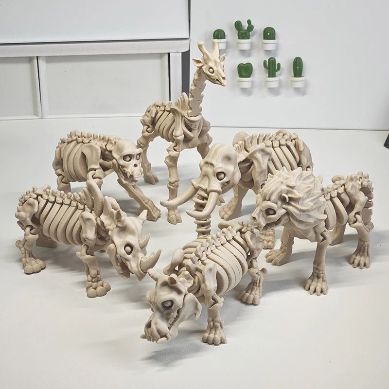 Original 3d Printed Articulated African Animal Skeletons Desktop Decor Aquarium Ornaments Action Figure Creative Gift Model Toy