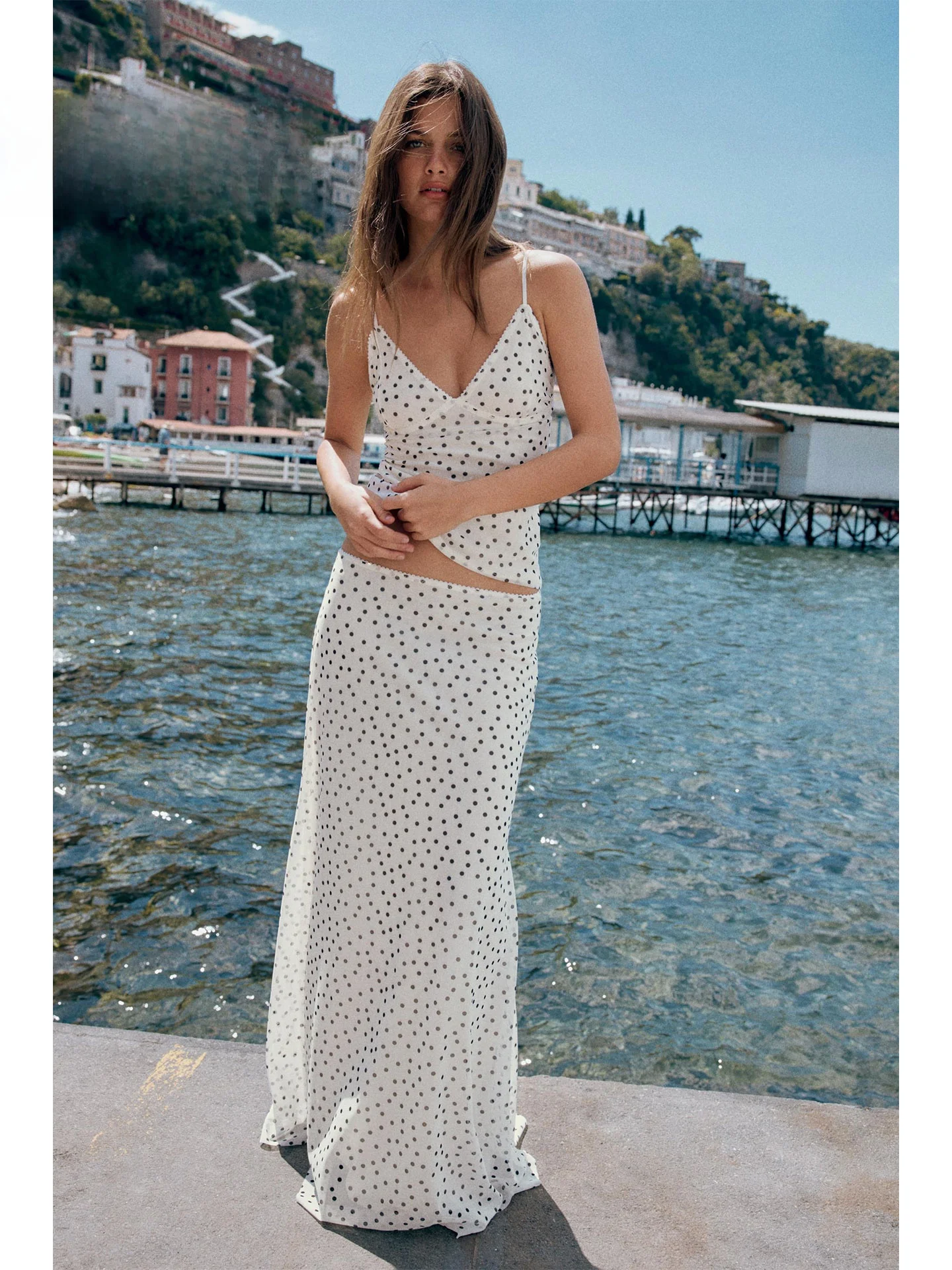 Summer 2026 Polka Dot High Waist Long Fish Tail Half Skirt Slimming Standard Straight Cut Ladies Midi Skirt Other Other Material