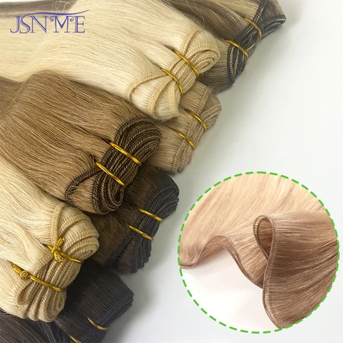 Extensiones de trama recta JSNME, mechones de trama de cabello humano 100% Real, extensiones de trama cosidas, marrón, Rubio, 14 ""-24"", puede rizado para mujer
