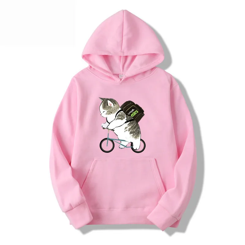 Men Women Hoodies Fashion Cartoon Cat Pattern Printed Graphic Sweatshirts Loose Casual Harajuku Hooded Pullover Sportwear