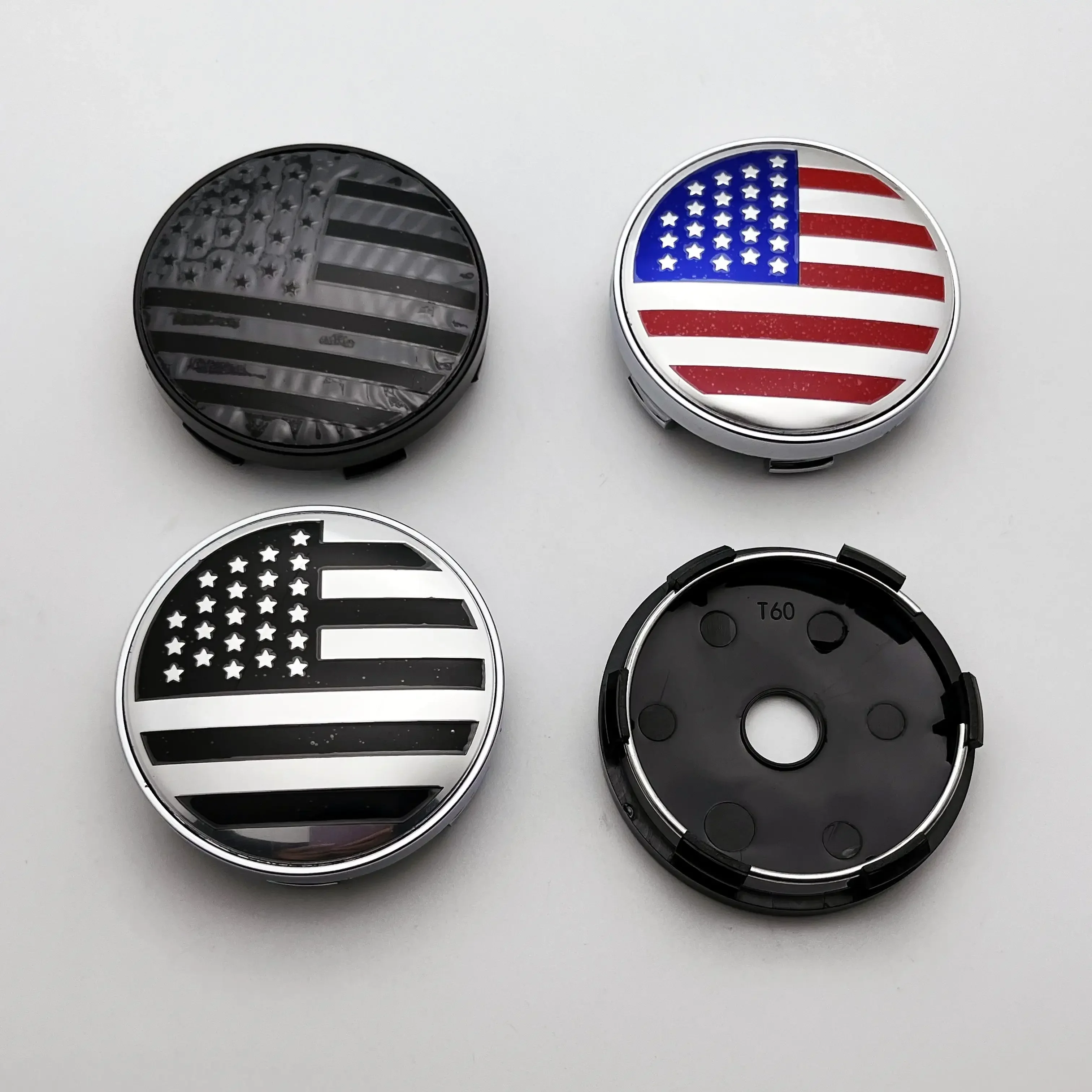 

4pcs ABS 60mm Car Wheel Center Caps With Stars And Stripes Badge US American Flag Logo Rim Hubcap Cover Car Styling Accessories