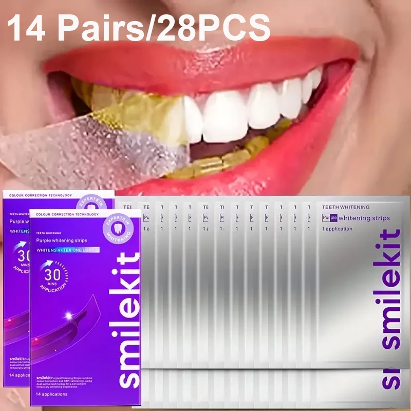 

14 Pairs Teeth Brightening Strips for Teeth, 9D Whitener Strips Reduced Sensitivity White Strips for Teeth Whitening