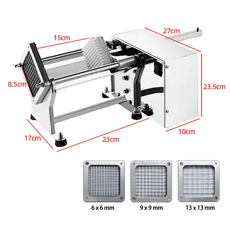 

Электрическая овощерезка для картофеля фри (с 3 насадками-решетками) для нарезки моркови, батата, картофеля в полоски, корпус из нержавеющей стали