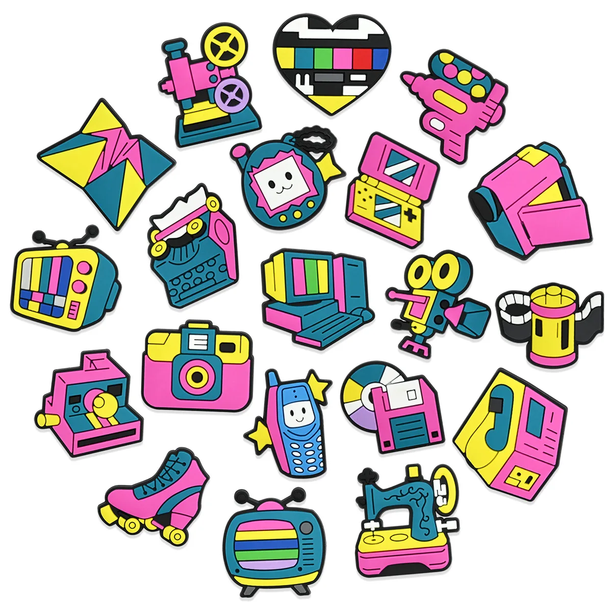 20pcs Best Selling Mini 90s Retro Shoe Charms Light PVC Hole Sandals Throwback Nostalgic Icons Outdoor Travel Small Decor