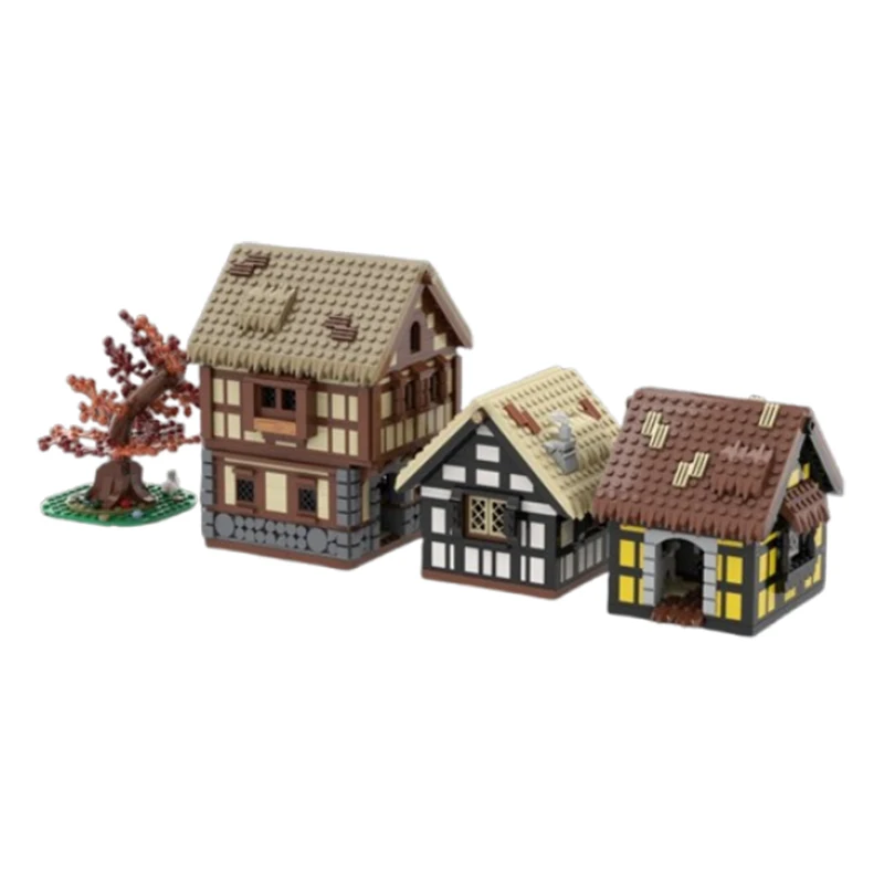 Spot MOC-198831 Small Medieval House Diorama Small Particle Assembled Building Block Building Model Toy