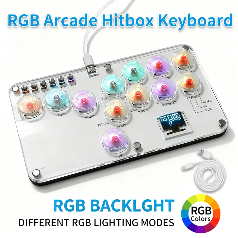 

Игровая клавиатура FightStick, джойстик, аркадная кнопка Hitbox, обод, без рычагов, контроллер для ПК/PS4/PS5/переключатель/паровых аркадных боевых палочек