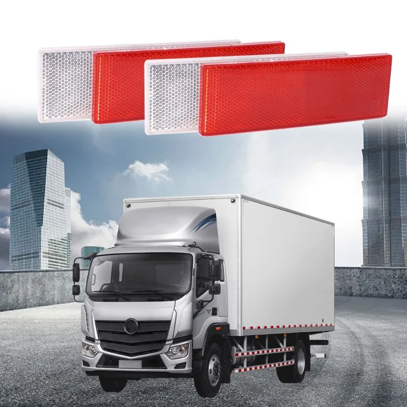 Truck Trailer Rectangle Plastic Reflector Reflective Tape Adhesive Auto Safety Night Warning Plate Stickers Car Accessories - Image 3