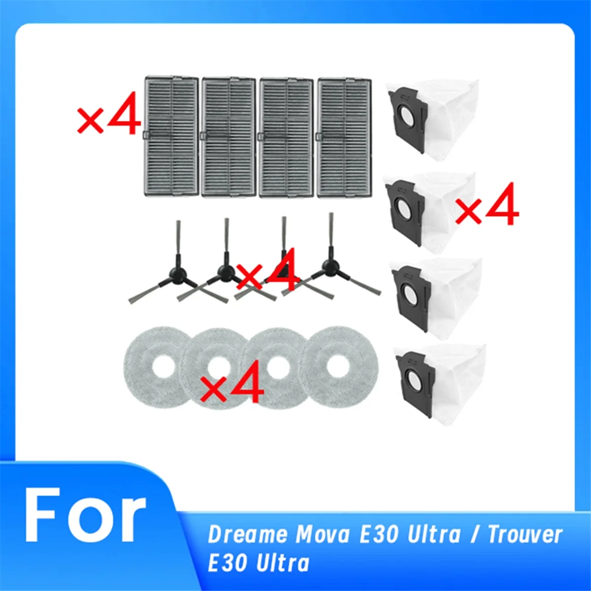 FZFZ 16 Stück für E30 Ultra / Trouver E30 Ultra Kehrroboter-Reiniger-Teile-Ersatz