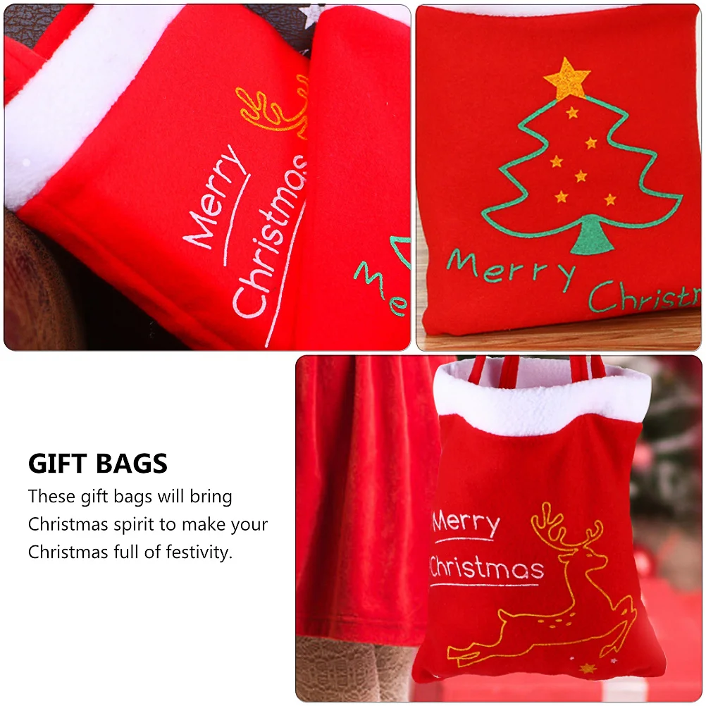 2 قطعة أكياس هدايا عيد الميلاد المحمولة حمل الحقائب أكياس التخزين الأحمر رائعتين محبوكة النسيج تخزين الحقائب #4