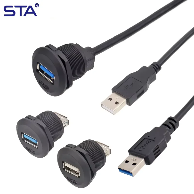 IP67 Waterproof Female to Male EP Panel Front Mounted Threaded Type C USB 2.0/3.0 Socket Industrial Circular Aviation Connector