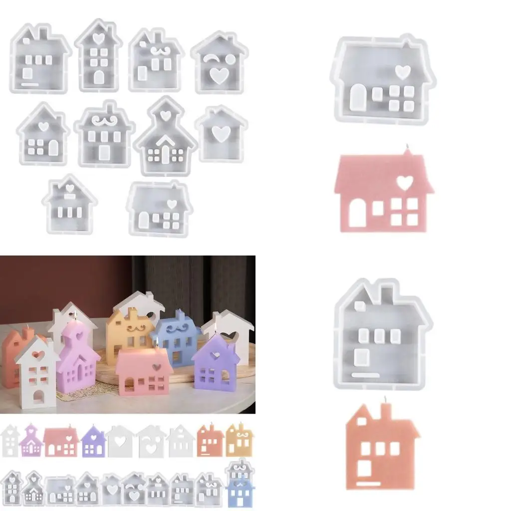 

652F Heart House Mold DIY Resin Cements Clay Gypsum Casting Mould Home Decorations Silicone Mould for Enthusiasts