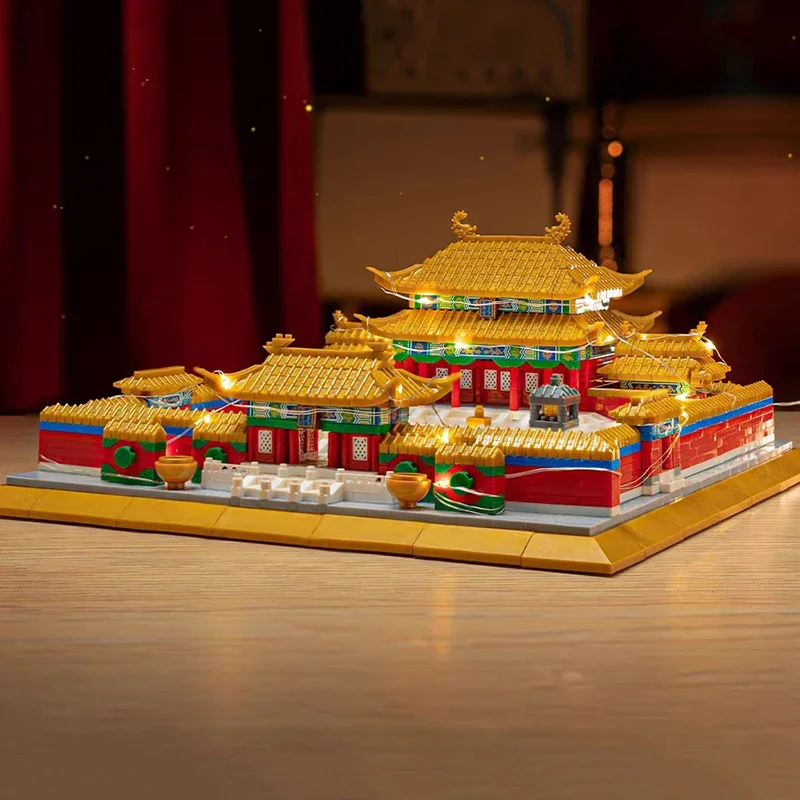 YKO World Architecture The Forbidden City Palace Imperial Garden LED Light Model Mini Diamond Blocks Bricks Building Toy No Box