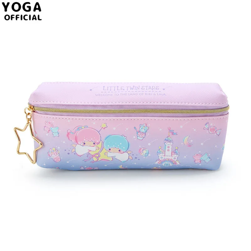 Cute Anime Melody Little Twin Stars Kuromi Cinnamoroll Cartoon Toys PU ad alta capacità Pen Bag Dolls Pencil Case Kids Learn Gift