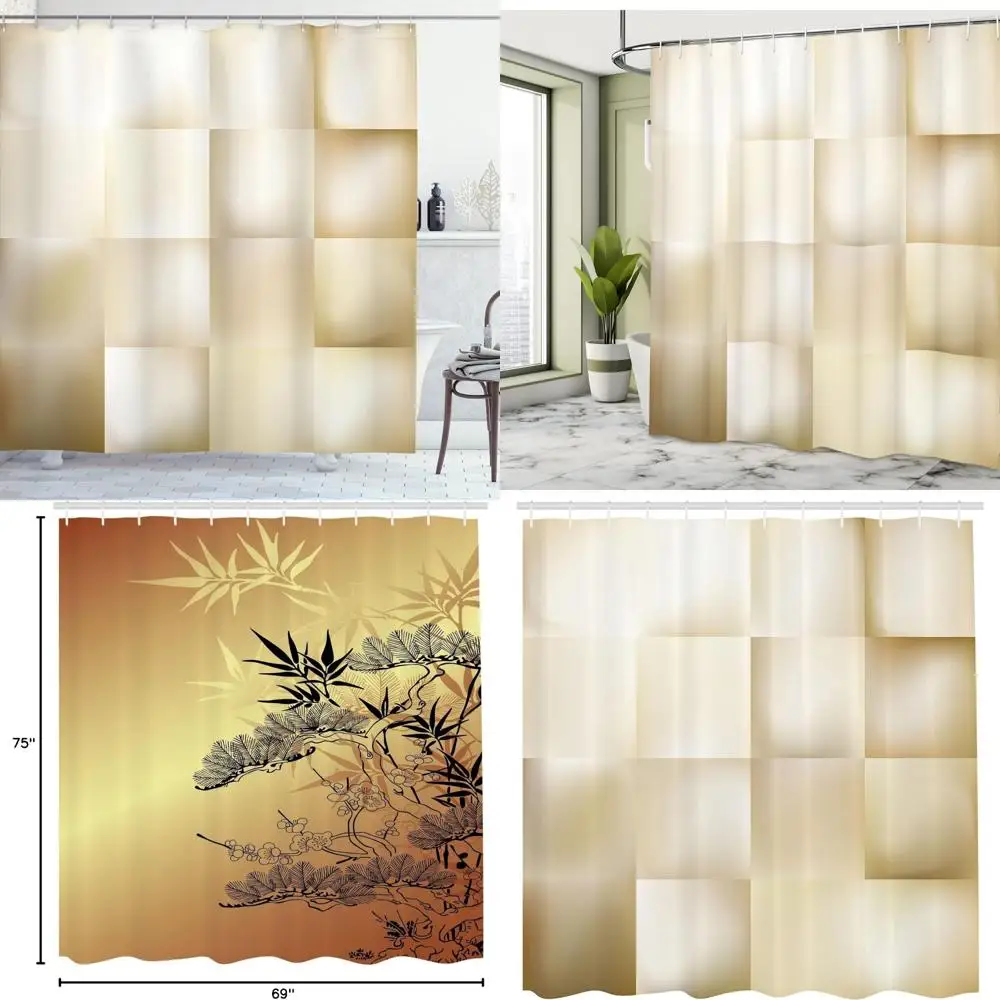 

modern geometric fractal shower curtain: abstract square pattern in soft tones for stylish bathroom decor