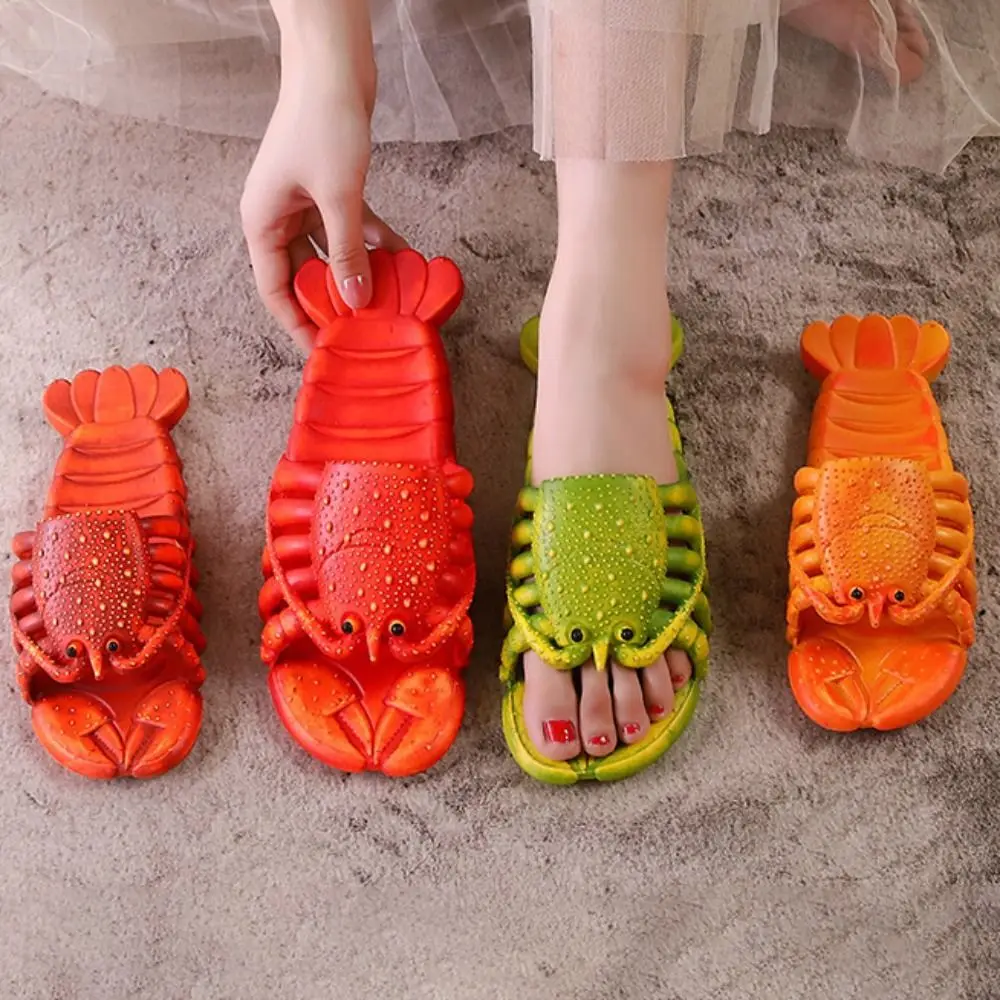 

2026 Unique Non-slip Lobster Slippers Pvc Soft Sole Slides Sandals Funny Beach Wear Shoes Cartoon Shrimp Slippers Seaside