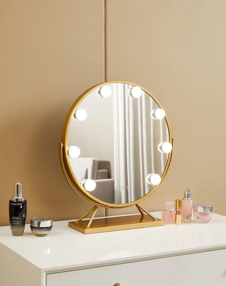 Makeup Vanity Mirror with Lights 6 Dimmable LED Bulbs Detachable 15x Magnification 3 Color Lighting Modes Tabletop 360°Rotation