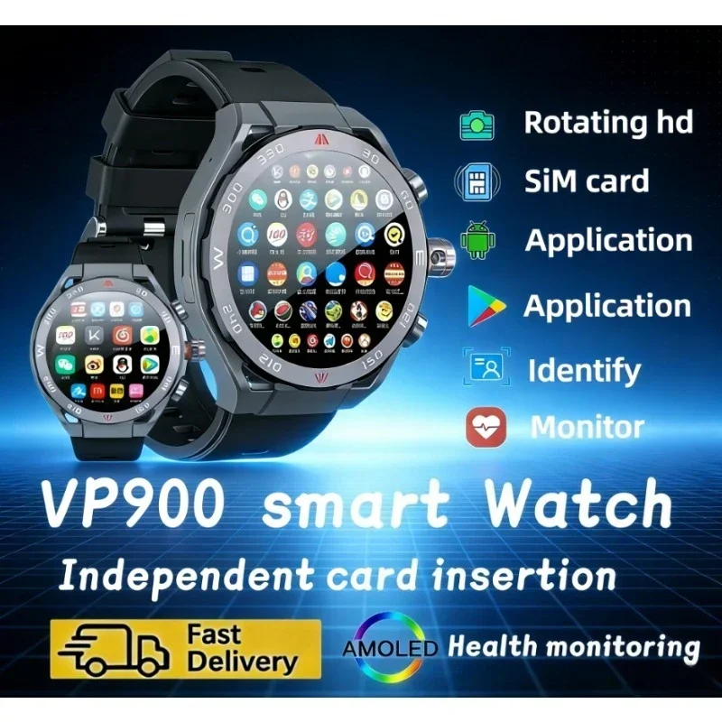 2026 VP900 5G Smartwatch 3GB 32GB SIM Card Video Chat Mobile Payment GPS WiFi 2.0 Inch AMOLED Display Waterproof Outdoor Adults