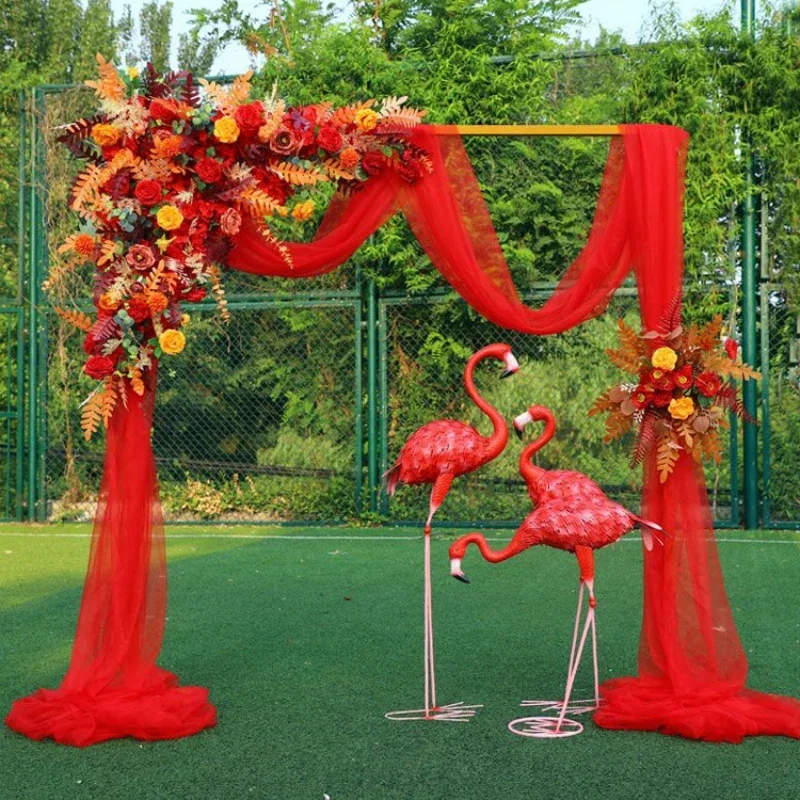 New wedding iron props, screen arches, forest style wedding stage background, on-site decoration, finished floral decorations