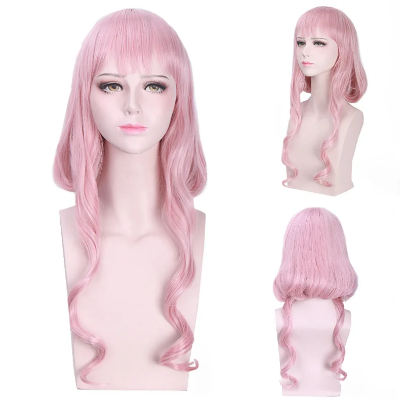 

Pink Wig With 2 Long Tails Cosplay Wig Hair Short Anime Sythetic Party