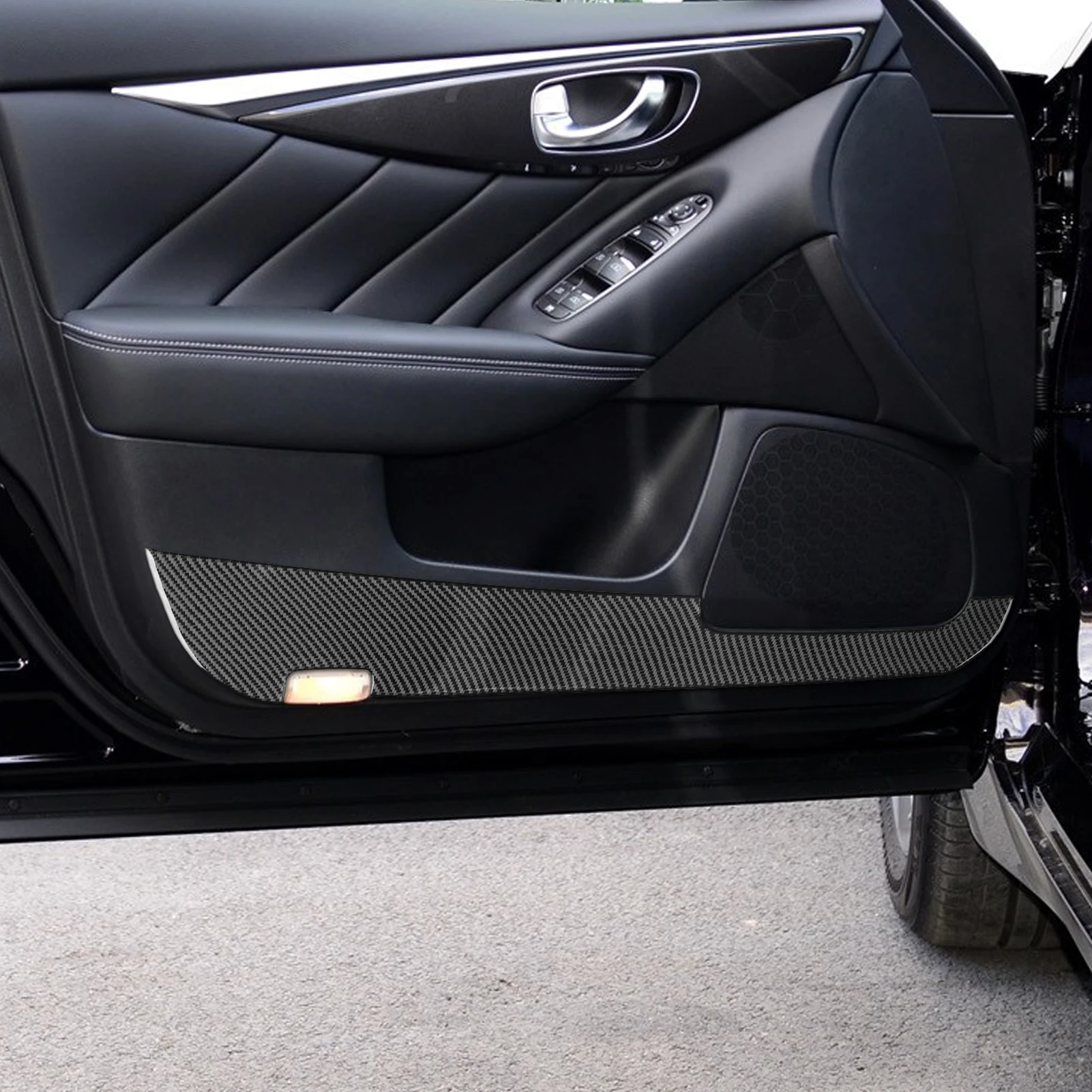 

For Infiniti Q50 2014 2015 2016 2017 2018 2019 2020 Car Accessories Carbon Fiber Front Door Panel Trim Cover Interior Sticker