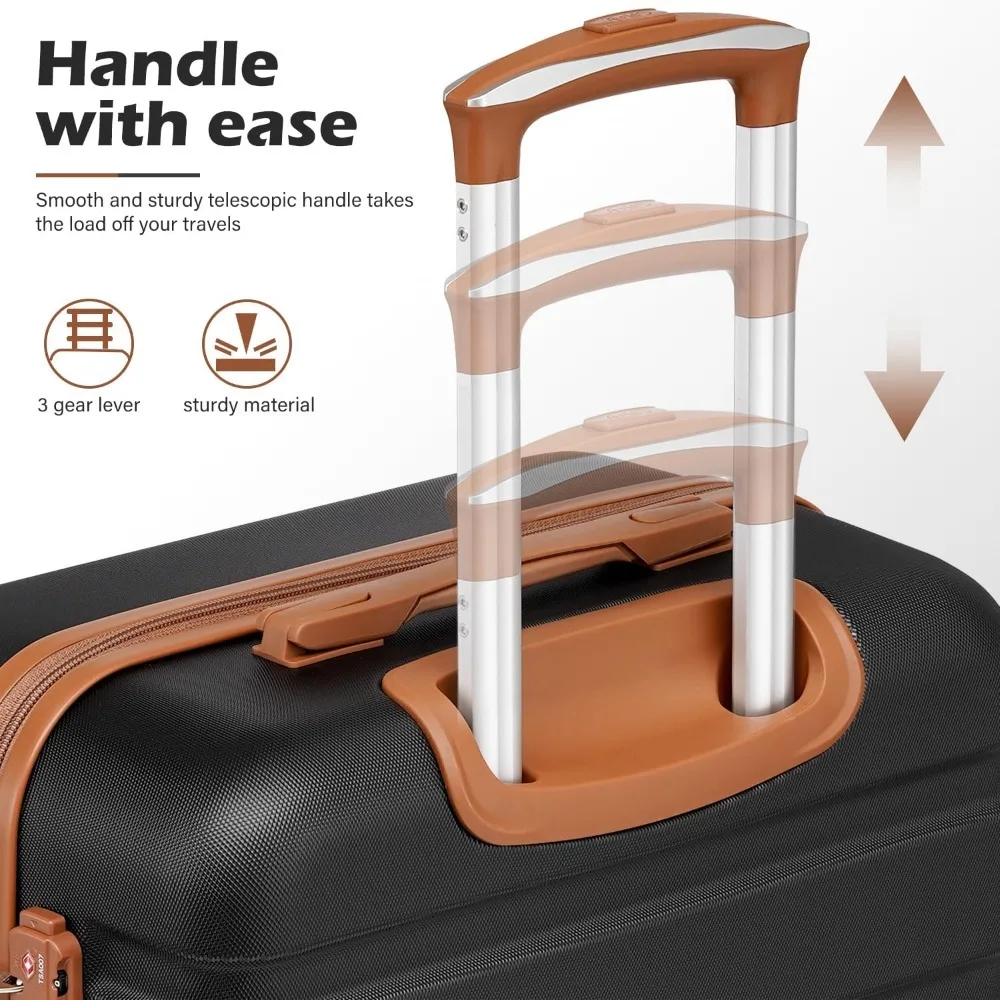 Conjunto de bagagem de 4 peças mala giratória hardshell leve trava TSA