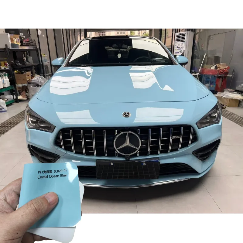 

PPF PET Crystal Ocean Blue Автомобильная пленка Высокоглянцевая пленка для выпуска воздуха Неслойная металлическая соляная броня УФ-защита Глубокий блеск