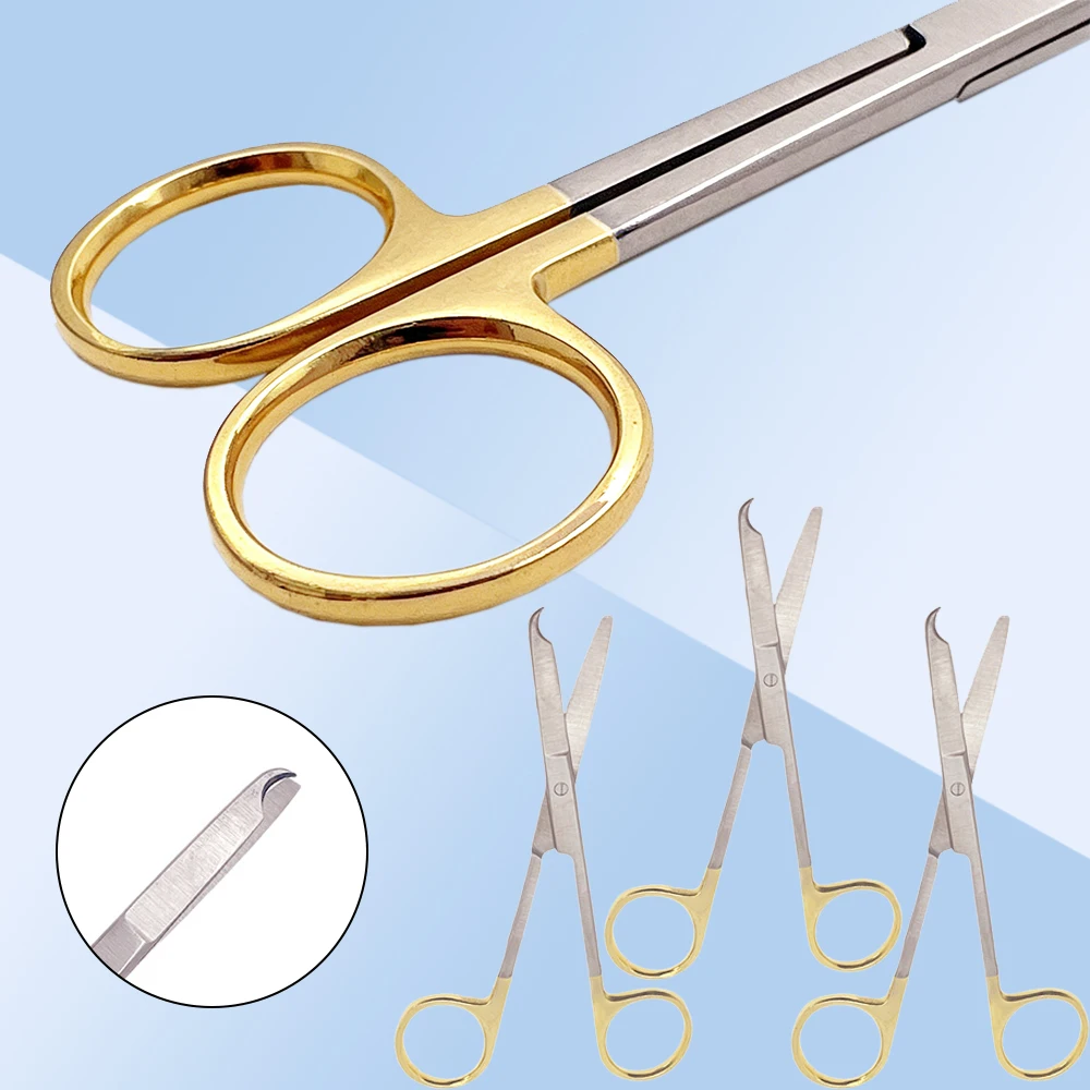 3/5Pcs Dental Spencer Suture Removal Scissors Curved Notched Tip Surgical Shears Reusable Medical Tool for Oral Suture Removal