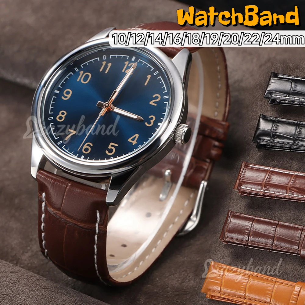 Vintage Leather Strap 10/12/14/16/18/19/20/22/24mm Universal Watch Band for Seiko Business Bracelet for Omega Black Brown Wrists