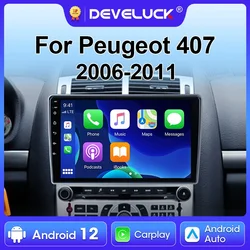 Android 12 Car Radio For Peugeot 407 CC 407CC SW 2004-2011 2 Din Stereo Multimedia Video Player GPS 4G Carplay Auto DVD QLED IPS