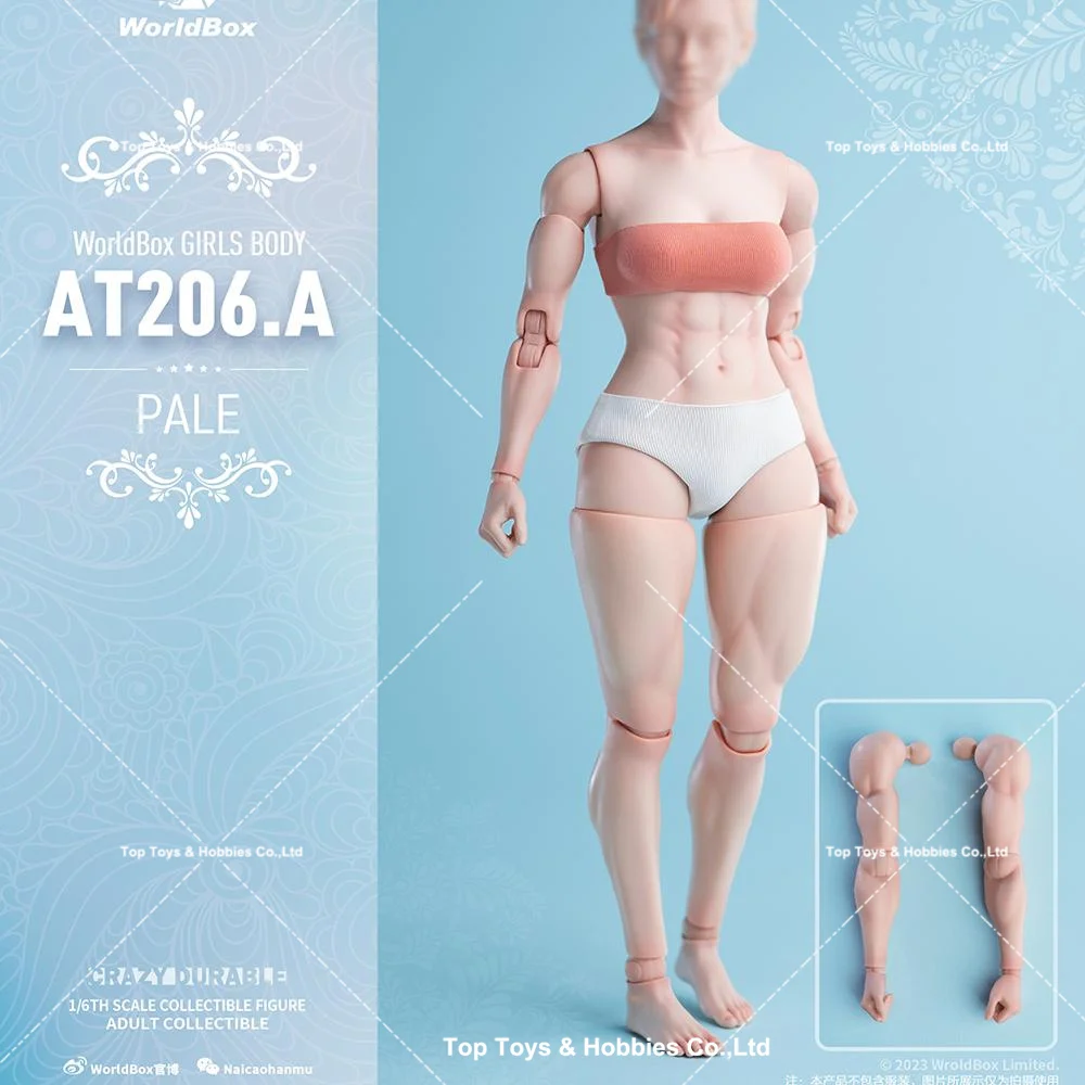 Worldbox AT206 1/6 หญิงกล้ามเนื้อ Body Strong ไขมันขา 27 ซม.ซีด/Light Tan Skin Action Figure พร้อมแขนเปลี่ยนได้
