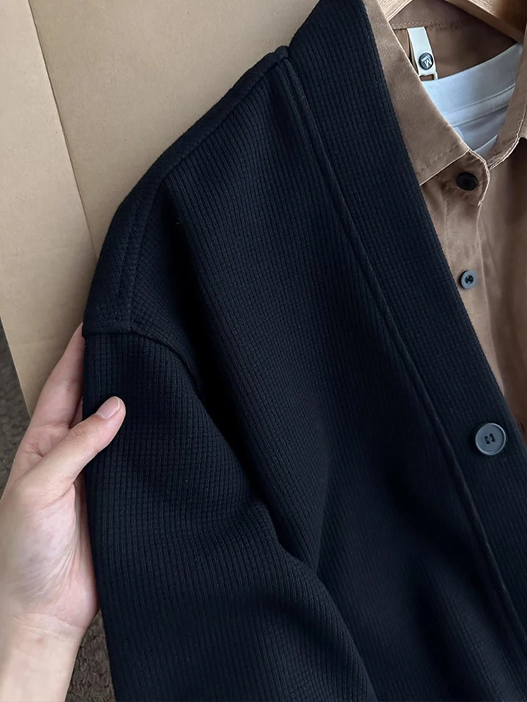 

Вязаный кардиган Bla с v-образным вырезом, мужской осенний американский ленивый шикарный свитшот Wer Pattern Hatl Jaet, молодежный повседневный свитер