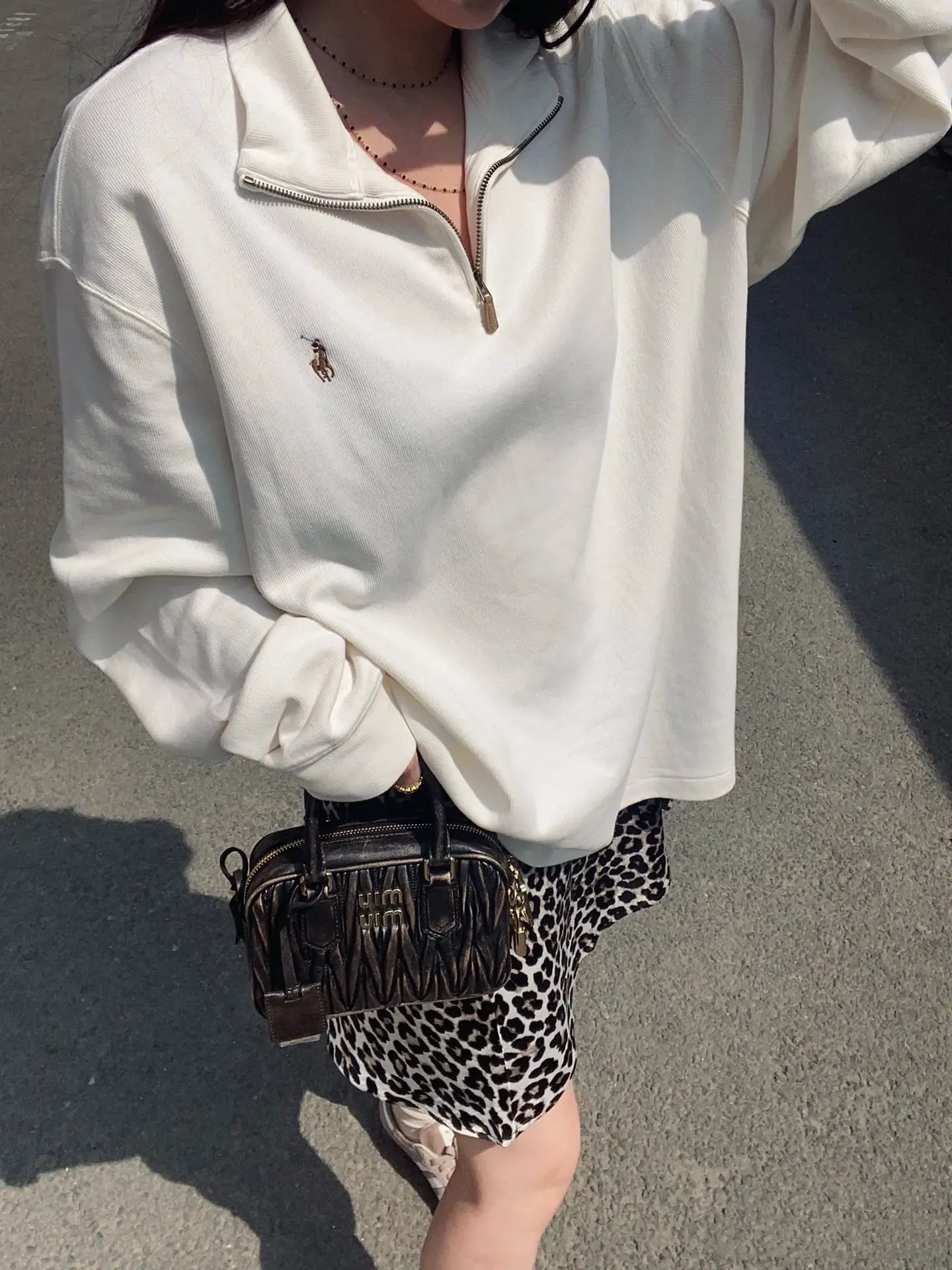 رالف لورين 2024 خريف/شتاء جديد منتصف الطراز القديم نصف سحاب ياقة أمريكية فضفاضة رداء علوي غير رسمي للرجال والنساء ،