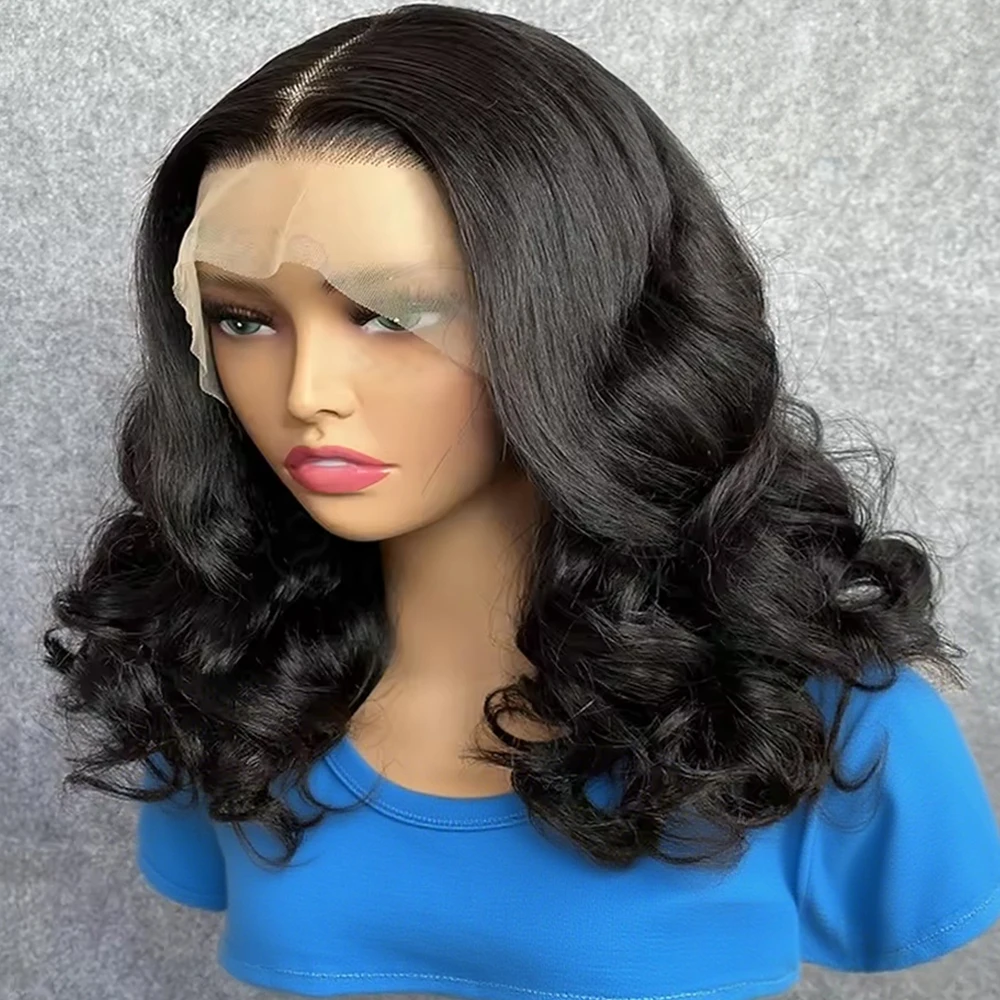 

Парик-боб из натуральных волос с волнистым эффектом, 250% плотность, без клея, с прозрачным кружевным фронтом 13x4/13x6, для женщин