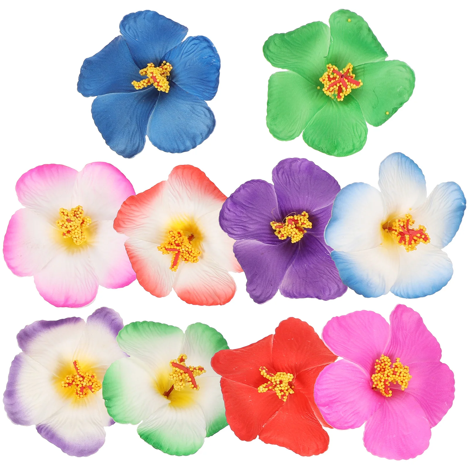 10 Pcs Simulated Hibiscus Flower Headdress DIY Flowers Heads Artificial Bulk for Wedding Mini Faux Eva Banquet Bride Fake