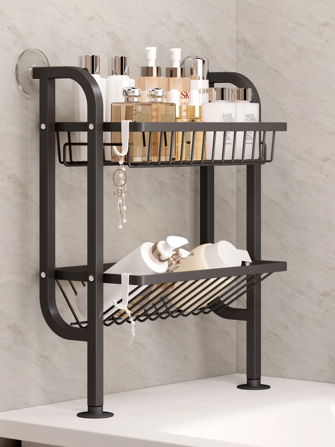 

Batoom присоска эльф без сверления настенный органайзер для хранения косметики Wastand домашний высококачественный 3-слойный карбо...