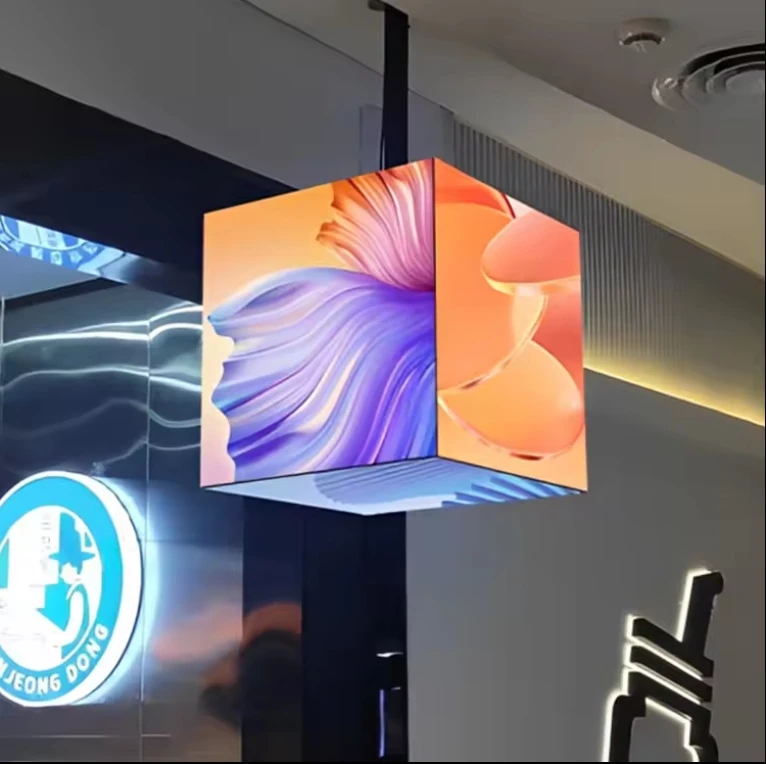 P2.5 Indoor 5 Sided 320x320mm LED Cube Smart Advertising LED Display for Retail Store