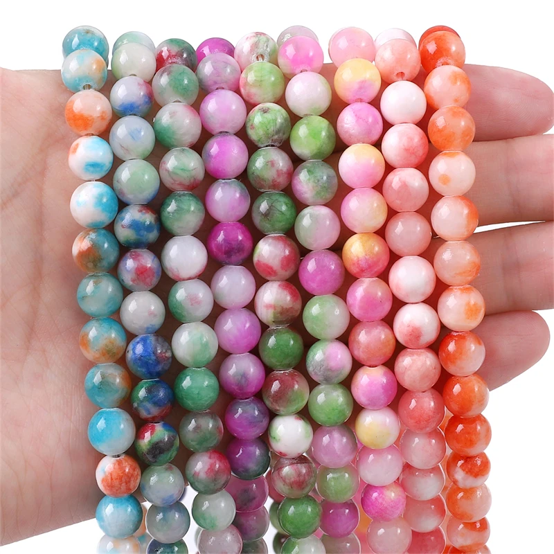 Elegant Natural Multicolor Persian Jade Stone Beads Round Loose Spacer Beads For Jewelry Making DIY Necklace Bracelet Accessory