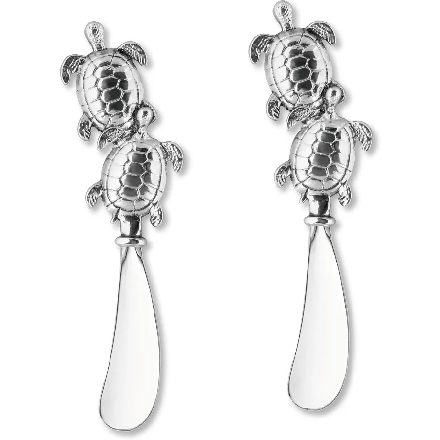 

Sea Turtles Cheese Spreader Set Zinc Alloy Butter Spreaders with Decorative Handles for Cheese Cream and Dips Silver 5.38 Inch