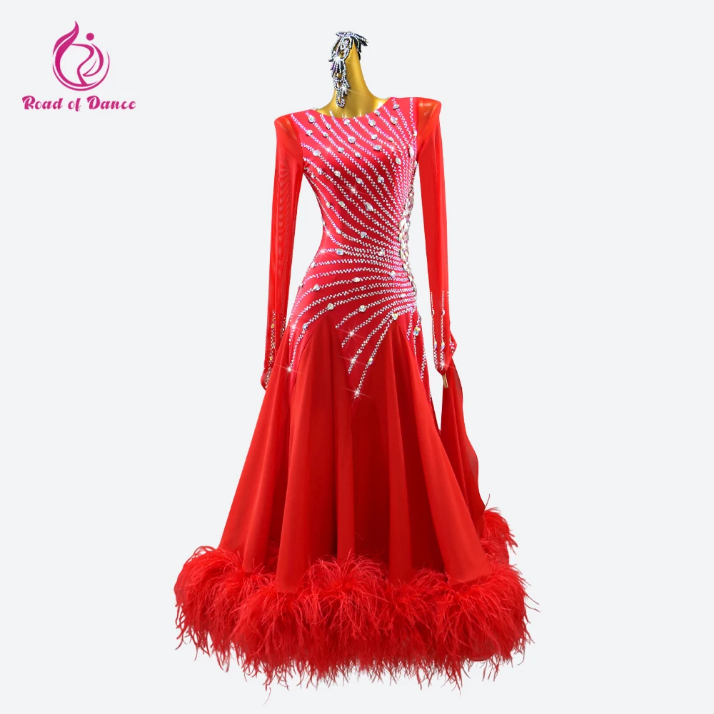 Novo vestido de dança moderna competição de salão flamenco mulher traje de penas terno de palco noite lantejoulas roupa valsa conjuntos