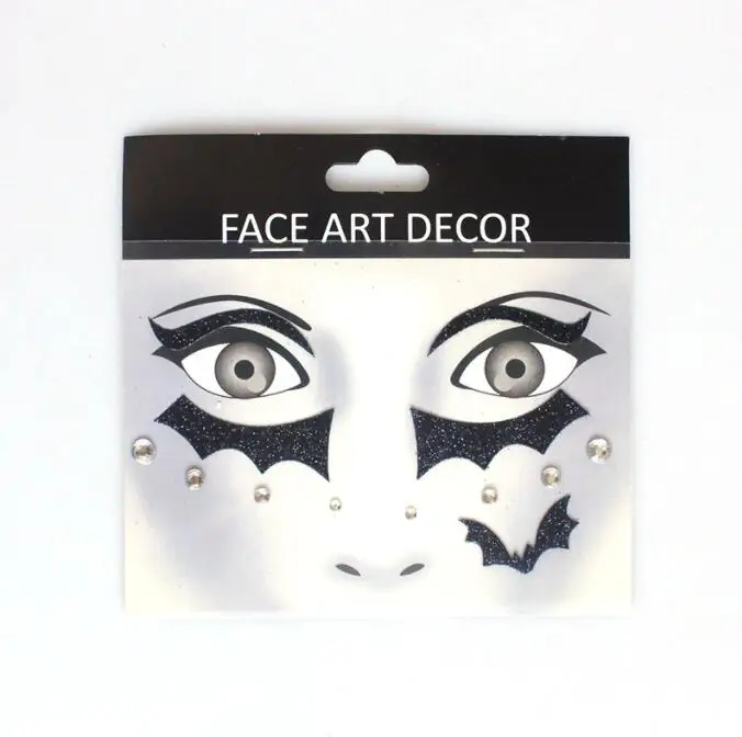 الوشم على الوجه 666 ماكياج والعنكبوت الإرهاب وقناع الندبات تصميم وهمية المؤقتة للماء الوشم ملصق