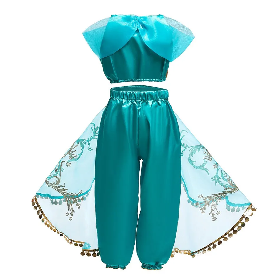 Girls Jasmine Costume Aladdin Lamp Girls Birthday Party Cosplay Princess Dress Children Carnival Clothes Kids Summer Dresses