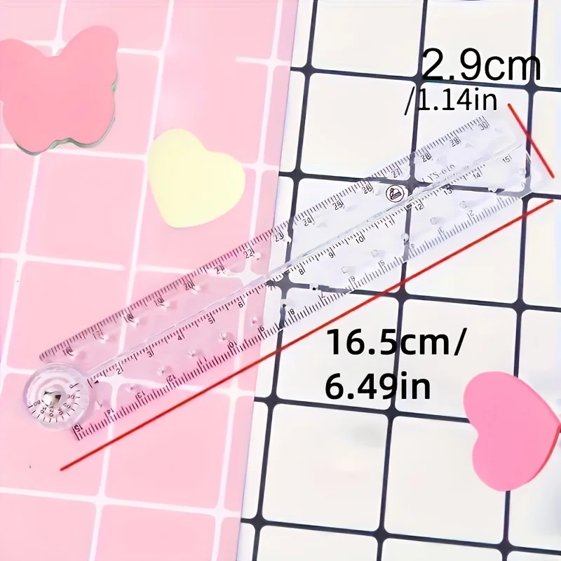 1pc Sturdy Transparent Foldable Ruler with a Sliding Cover, Made of Durable Plastic Body, Suitable for Measurement in Schools