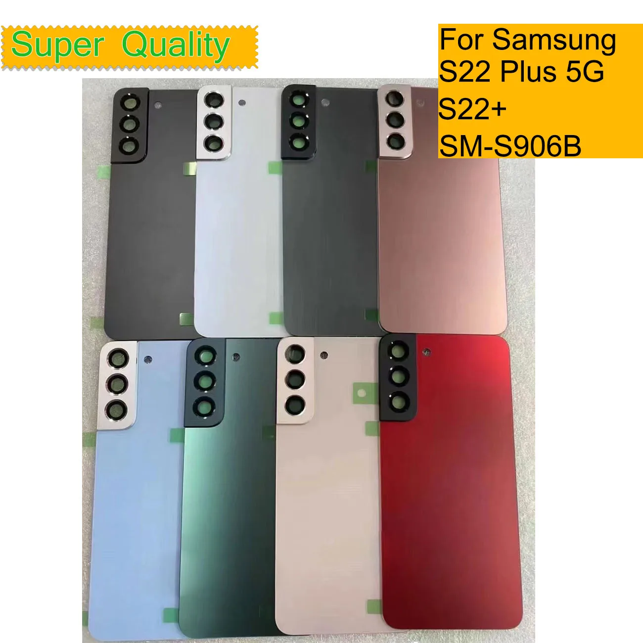 

10Pcs/Lot For Samsung Galaxy S22 Plus 5G S906 Housing Back Cover Case Rear Battery Door Chassis S22+ With Camera Lens