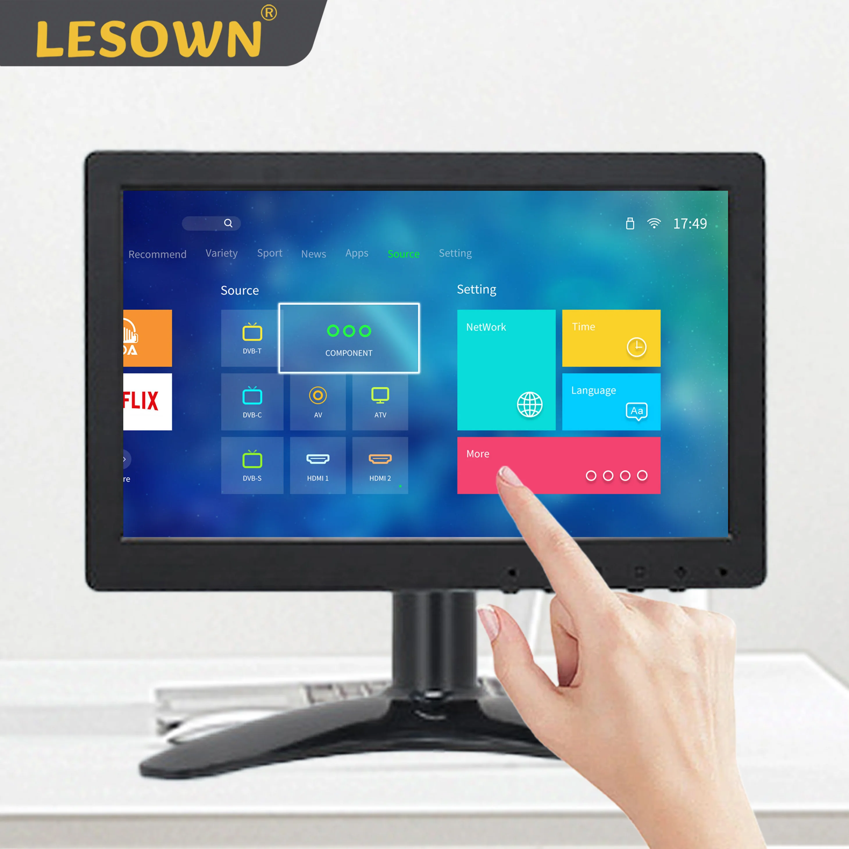 

LESOWN 9 inch 1024x600 Small Screen Desktop Monitor HD IPS VESA Wall-mounted VGA/AV/BNC/HDMI Display with Speaker Remote Control