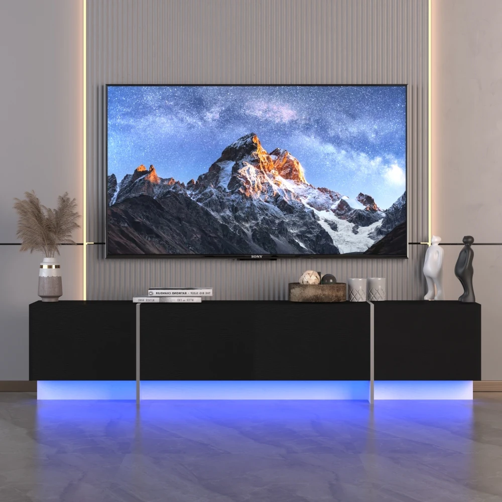 TV Stands with Remote Control,TV Stand, Full RGB Color Selection, 31 Modes Changing Lights Modern Entertainment Center for 75“TV