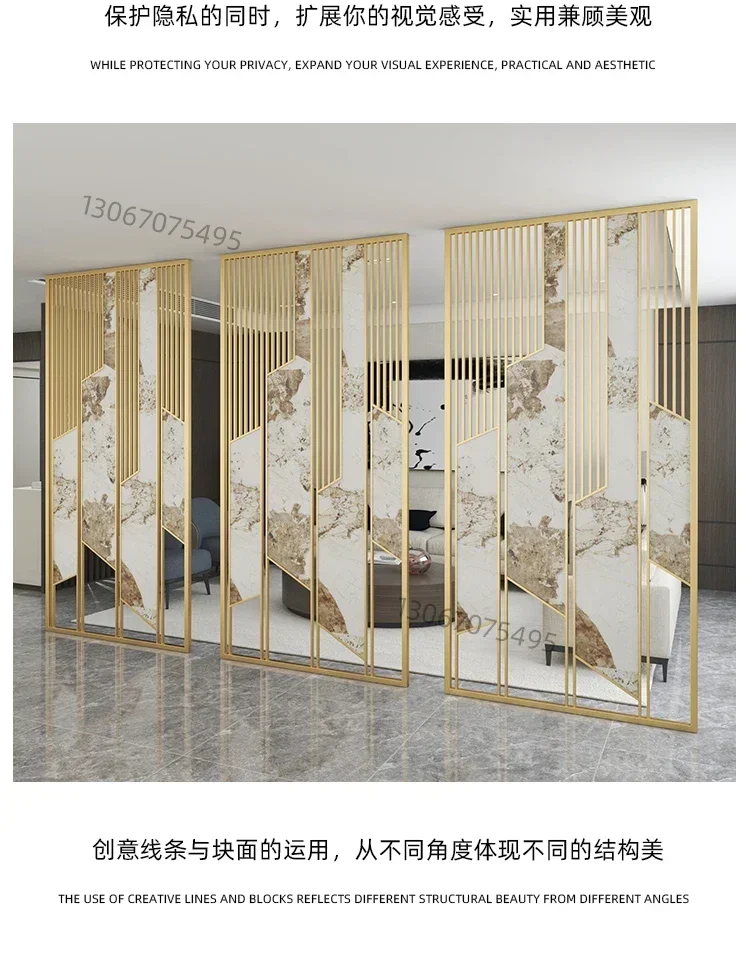 Customization Nordic modern simple metal screen partition iron custom grille guest restaurant hotel fence entrance door