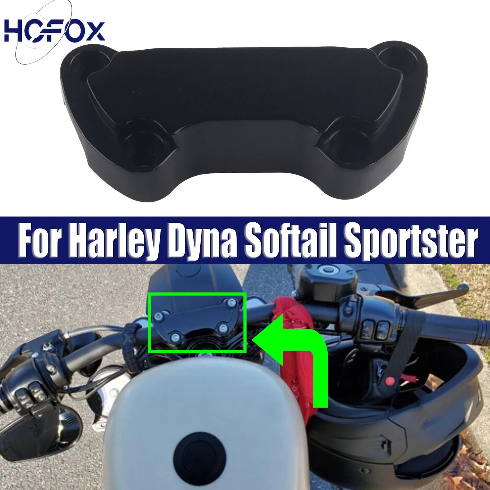 

Black 1" Scalloped Handlebar Riser Clamp For Harley Dyna Softail Sportster Handlebar Riser Clamp
