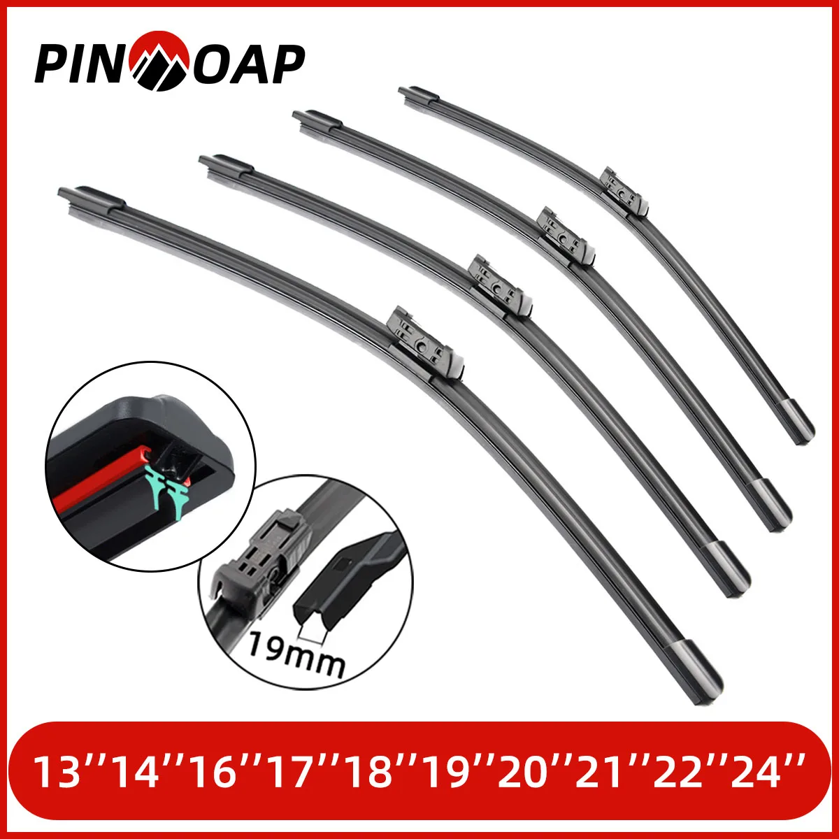 

PINMOAP 1 шт. Двухслойная резиновая щетка стеклоочистителя для автомобильного лобового стекла 13''-24'' из натурального каучука, бесшумная и долговечная.