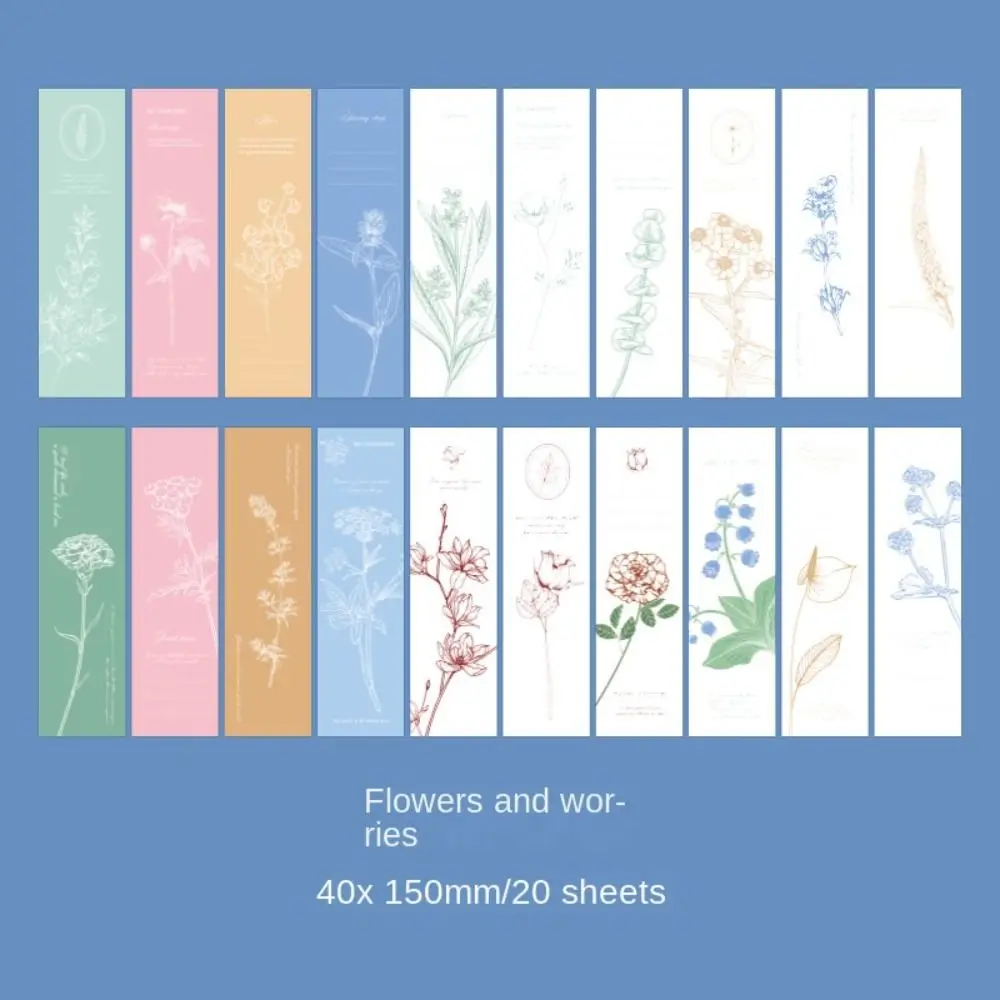 علامة مرجعية ورقية للزهور الجميلة ، بطاقات رسائل نباتات الزهور الطبيعية المتخصصة ، ورق مستطيلي